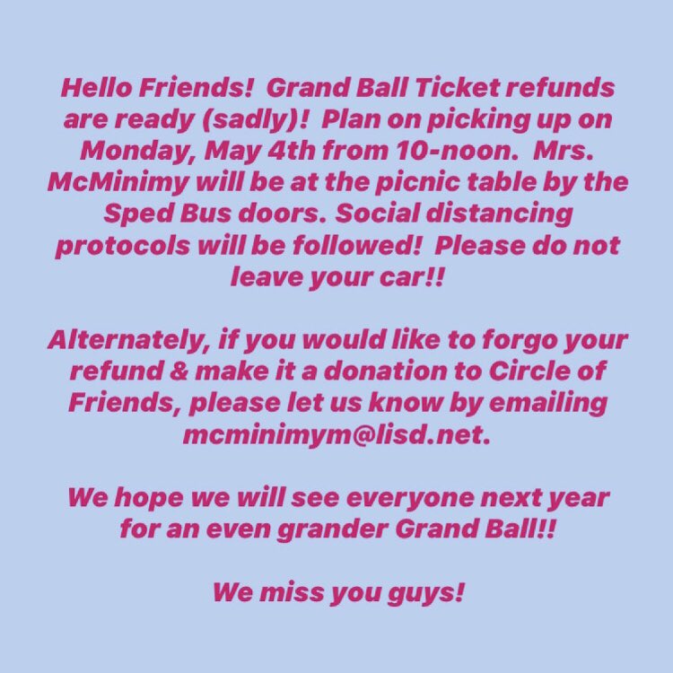 Concerning Grand Ball ticket refunds..