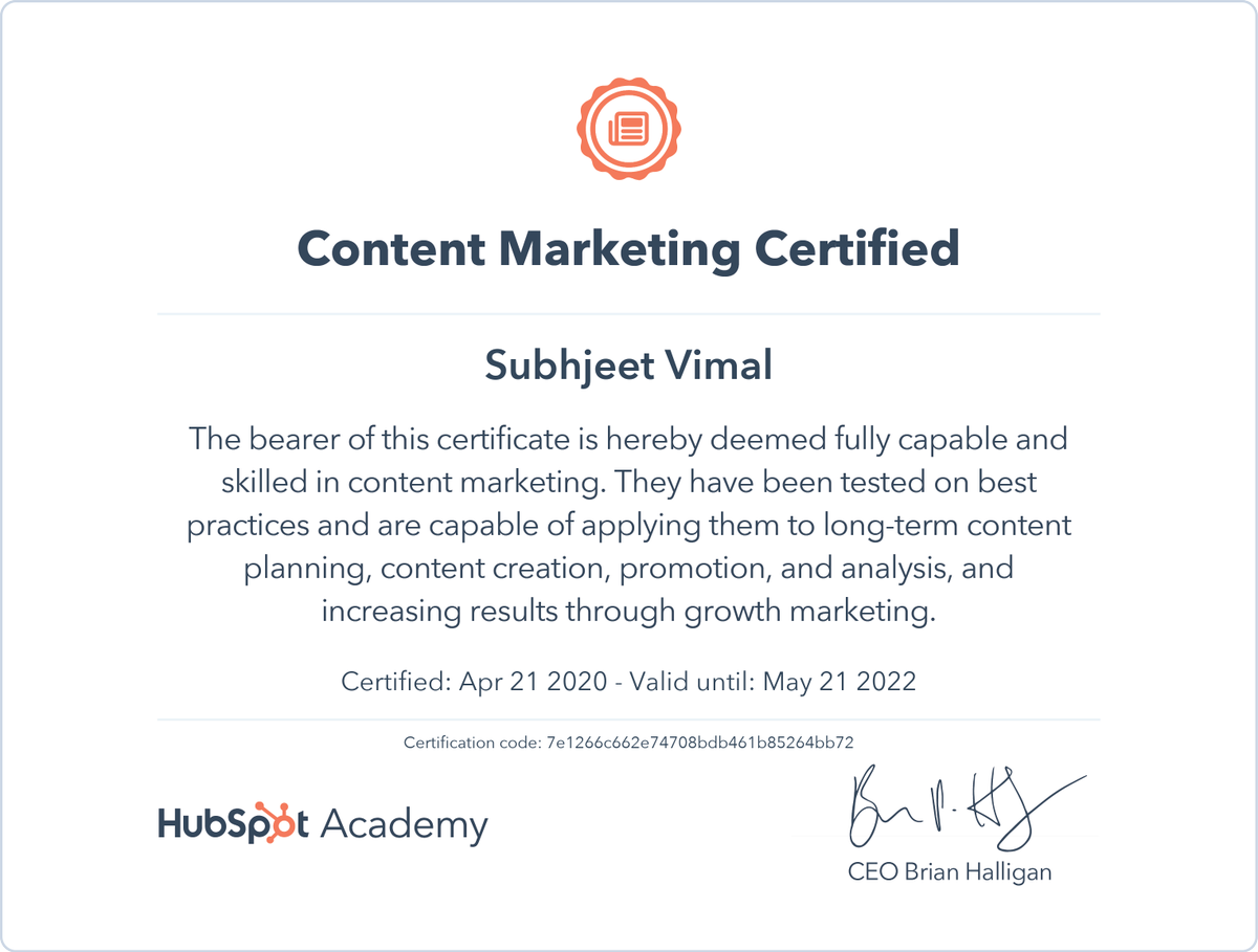 #certified #contentmarketing #hubspotacademy