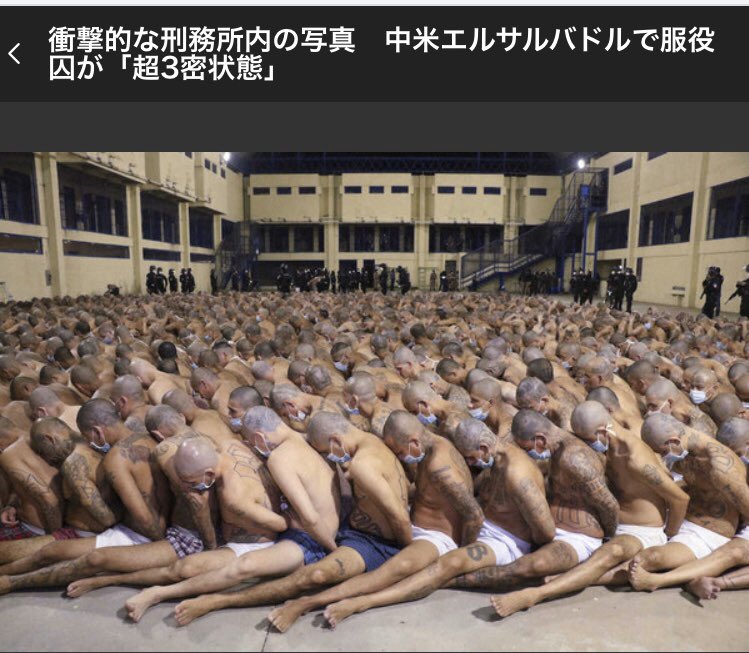 丸の内olパン子 Sur Twitter エルサルバドルの刑務所の囚人が 濃密過ぎてやばい もはやマスクの意味がない しかも全員丸刈り