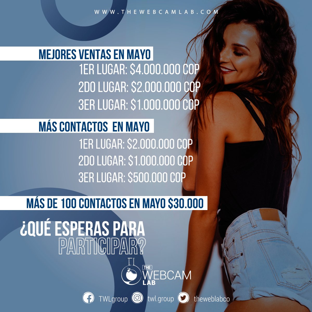 theweblabco's tweet photo. Nuestro aliado @GlimpseLatam quiere premiar a las mejores con jugosos premios en efectivo para modelos e influencers en Colombia 🇨🇴
.
Sube contenido e invita a tus usuarios a que te sigan 🤩
.
Motívate que este esfuerzo si que vale la pena 🤑🤑
.
#TWLab #TheWebCamLab #Concurso https://t.co/1QechWBC5g
