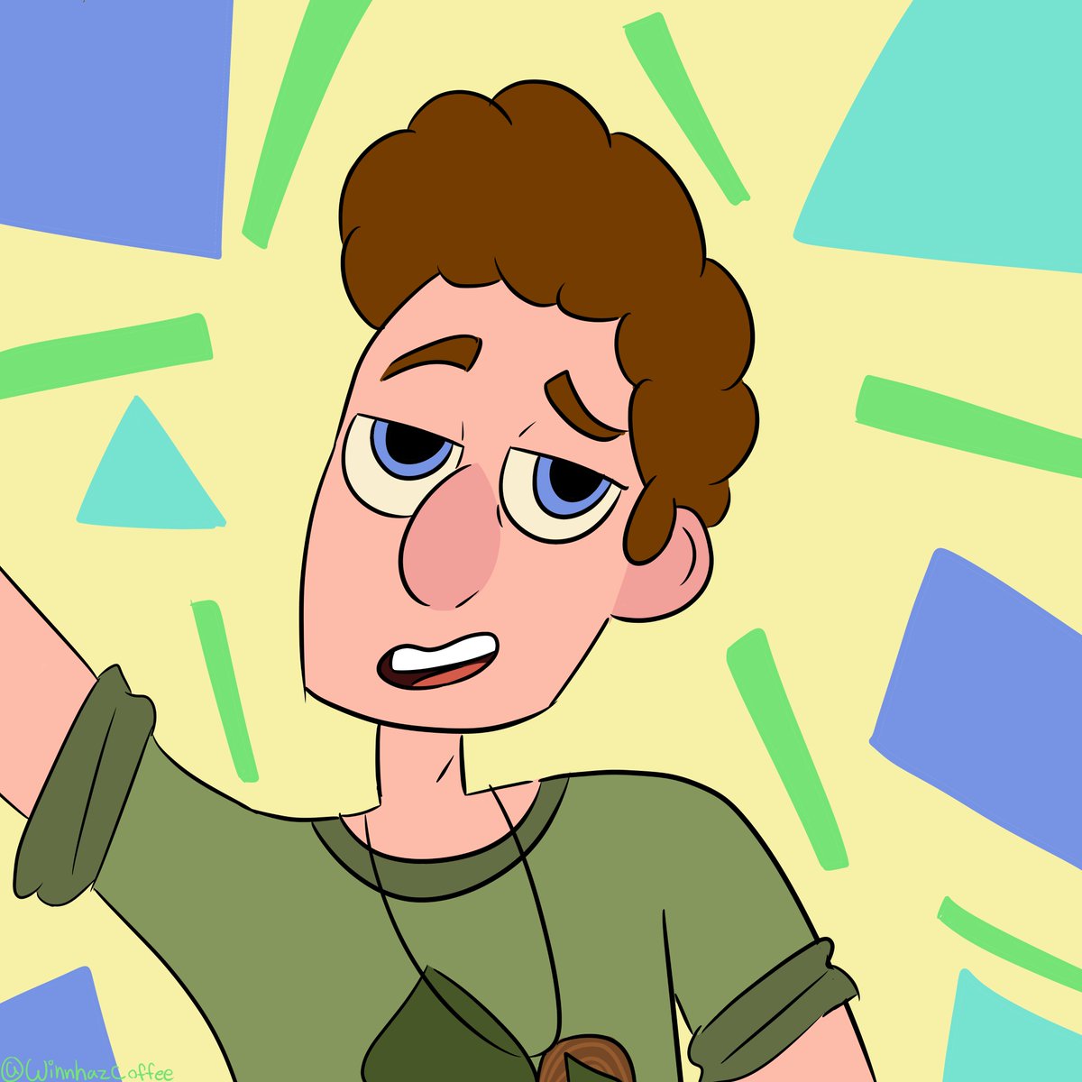 WinnHazcoffeee's tweet photo. An older Neil, wanted him to look older actually, but the beard I gave him looked weird lol. When I was drawing this I was imagining him talking to campers as he sets up an activity "Huh, yeah my husband id basically Harry Potter." #campcamp #ccneil #fanart https://t.co/g48tfaTKXJ
