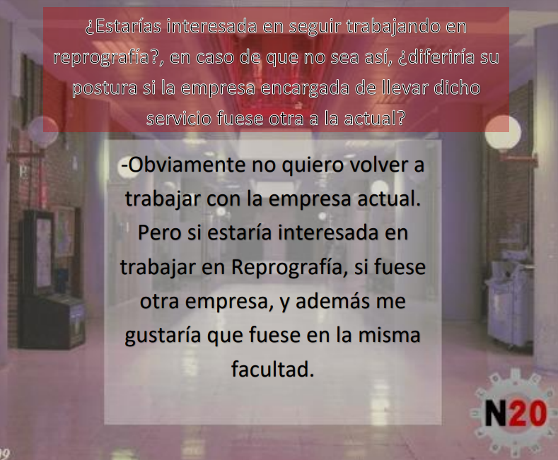 Un fuerte abrazo desde Los Nuevos Veinte a todos los trabajadores que se parten la espalda por nuestra facultad.