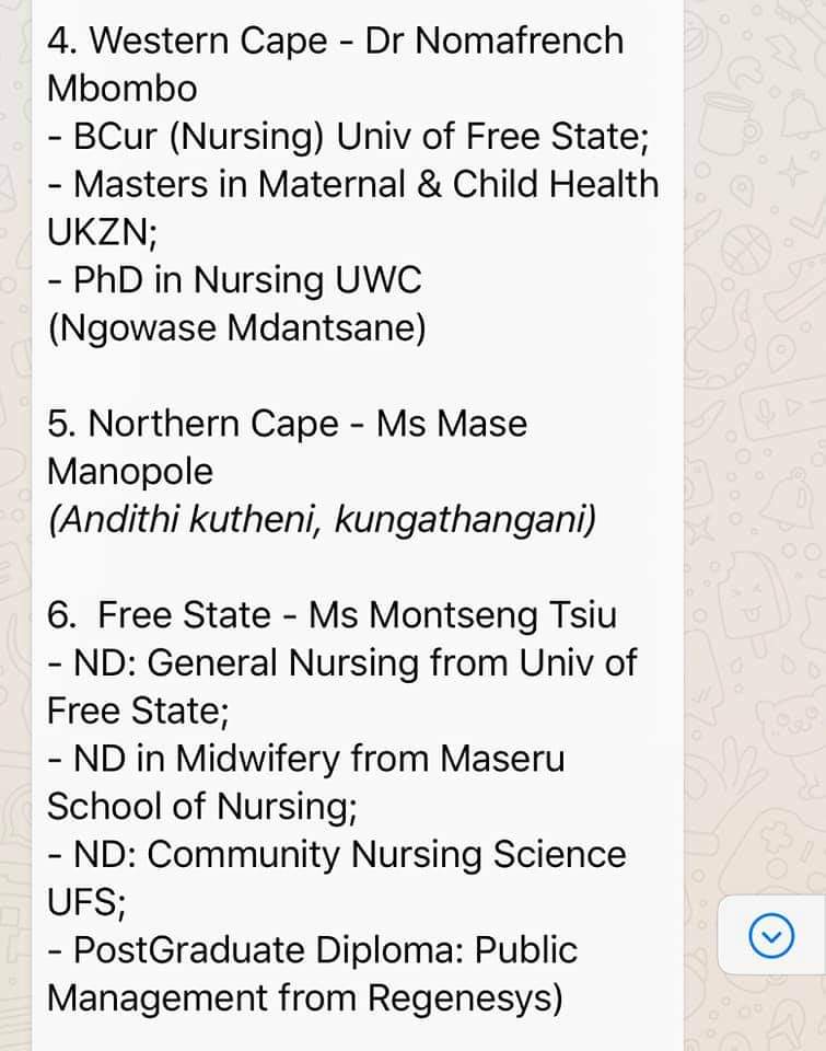 Anelefumba's tweet image. Health MECs by qualifications !!!
Who ever wrote this list needs jesus 🤭 #Andidikwe
