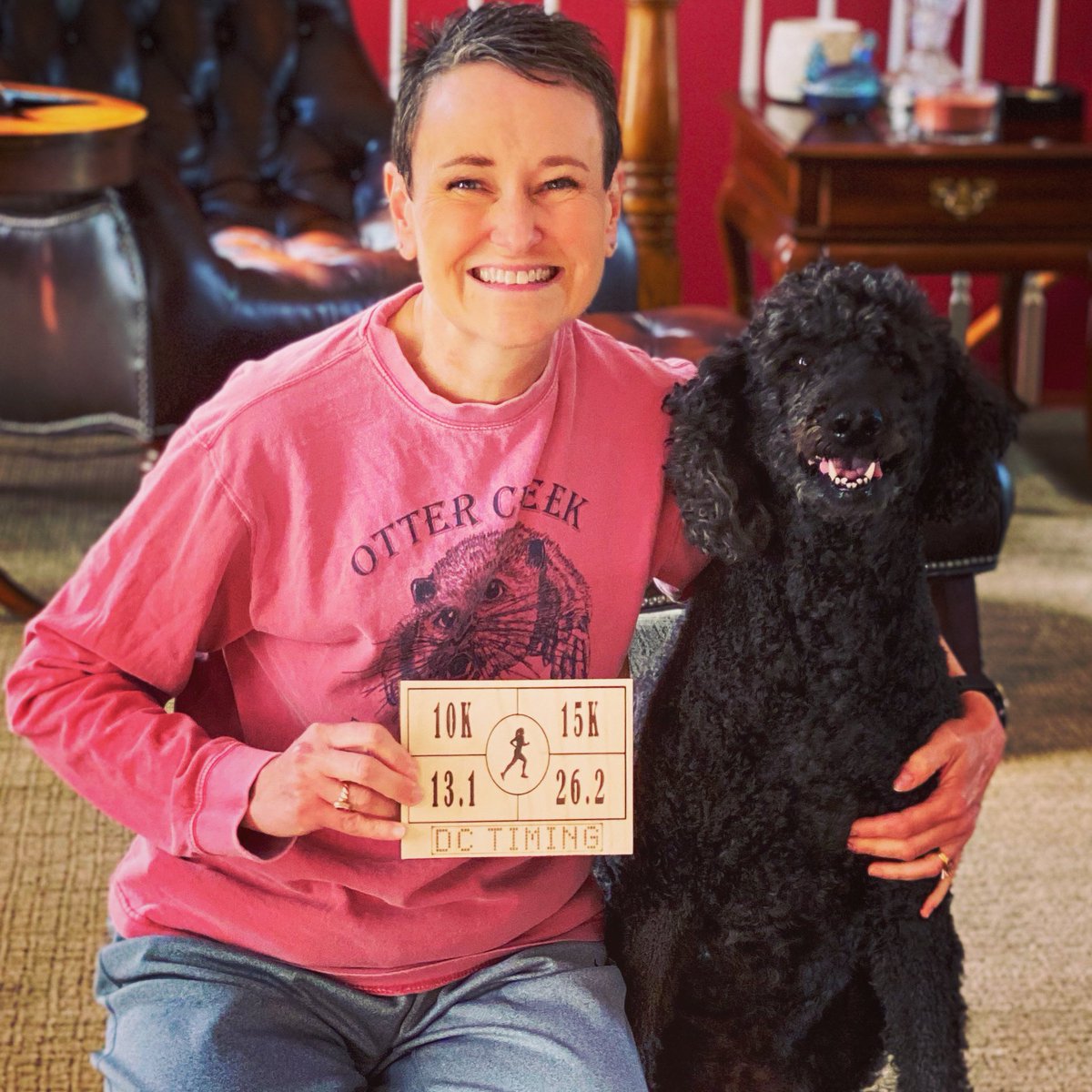 Leah67506435's tweet photo. Alone Together Virtual Races, Brie ran 3 miles of each leg. #DCTiming #ThomasWoodworking #SocialDistancing #StandardPoodle #EssentialWorkers #NurseRunner #Runchat #RunHappy #BrooksRunning #NursesAreHeroes https://t.co/Os6VLZFrHN