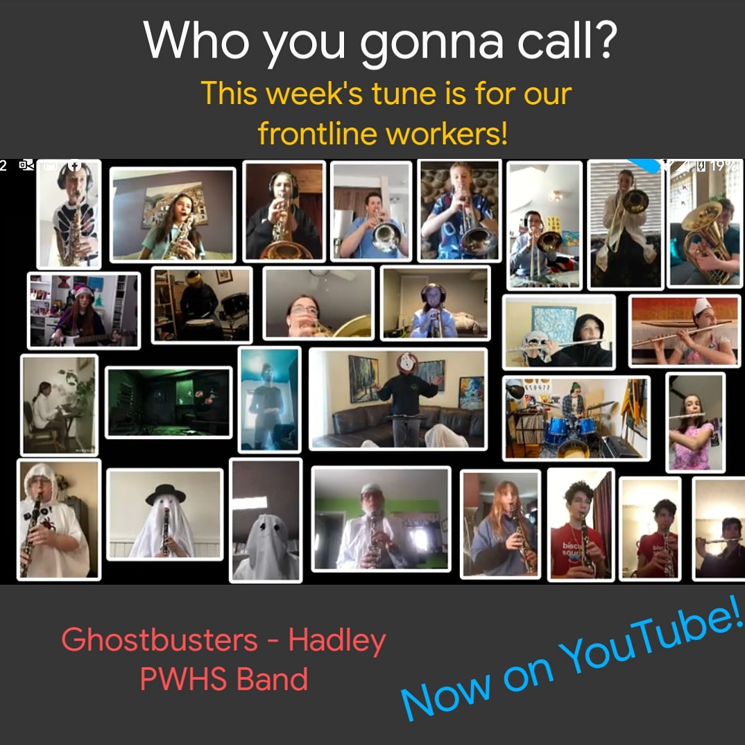 rusumusic's tweet photo. Who you gonna call? The Hadley Philemon band presents part scary thriller, part tribute to our front line workers during these difficult times.  We're trying to enhance our #pandemicpedagogies in the arts on and offline. #westernquebec #covidconcerts. 👇👻🎶. https://t.co/KGaZHiNDDg