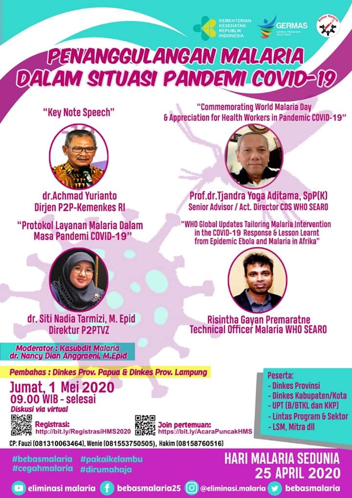 DitjenP2Kemkes's tweet photo. Sobat #Healthies
Hari Malaria Sedunia (HMS) diperingati setiap Tanggal 25 April. Pada Peringatan HMS Tahun 2020 Tema yg diangkat adalah Bebas Malaria, Prestasi Bangsa Bersatu Lawan Malaria dan COVID-19 untuk Indonesia Sehat
#dirumahaja #bebasmalaria #cegahmalaria #pakaikelambu https://t.co/GK88dbeSZj