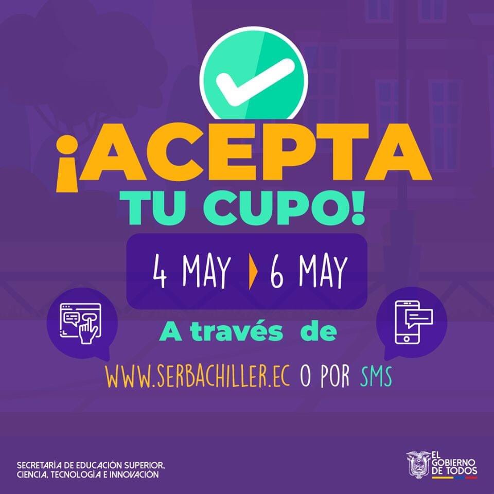 istcotopaxi's tweet photo. 𝐀𝐜𝐞𝐩𝐭𝐚 𝐭𝐮 𝐜𝐮𝐩𝐨 𝐝𝐞𝐥 𝟒 𝐚𝐥 𝟔 𝐝𝐞 𝐦𝐚𝐲𝐨
te contamos como deberás realizar este proceso de una forma voluntaria y responsable #Admisión2020 👉Visita la página web https://t.co/WxgQvgoVLI 👩‍🎓👨‍🎓para conocer nuestra oferta académica @agustinalbanm @cortegav123 https://t.co/szXXMxCalu