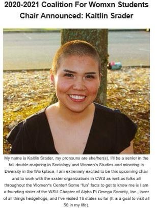 wsuapio's tweet photo. We are so proud of you Kaitlin! On top of being a mentor at the Native Student Center, she will also be working with @WSUWomen Center on campus starting this fall! https://t.co/7js1MDfgko