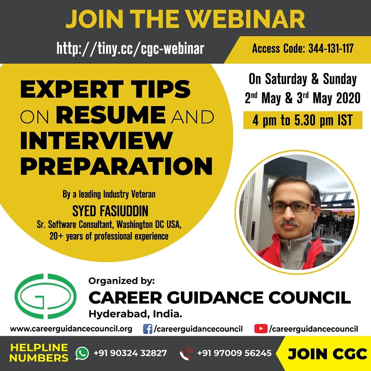 CGC_NGO's tweet photo. Get the experts tips to build an effective resume.

Link to join the CGC webinar
https://t.co/8Bho3AdfXB

#job #jobseeker #graduate #engineer #jobhunting #onlinetraining #resume #hiring #careerbuilder #resumebuilder #naukri #Jobless #lockdown #lockdowns2 
@imranhussainrti https://t.co/ihKDqL7hAg