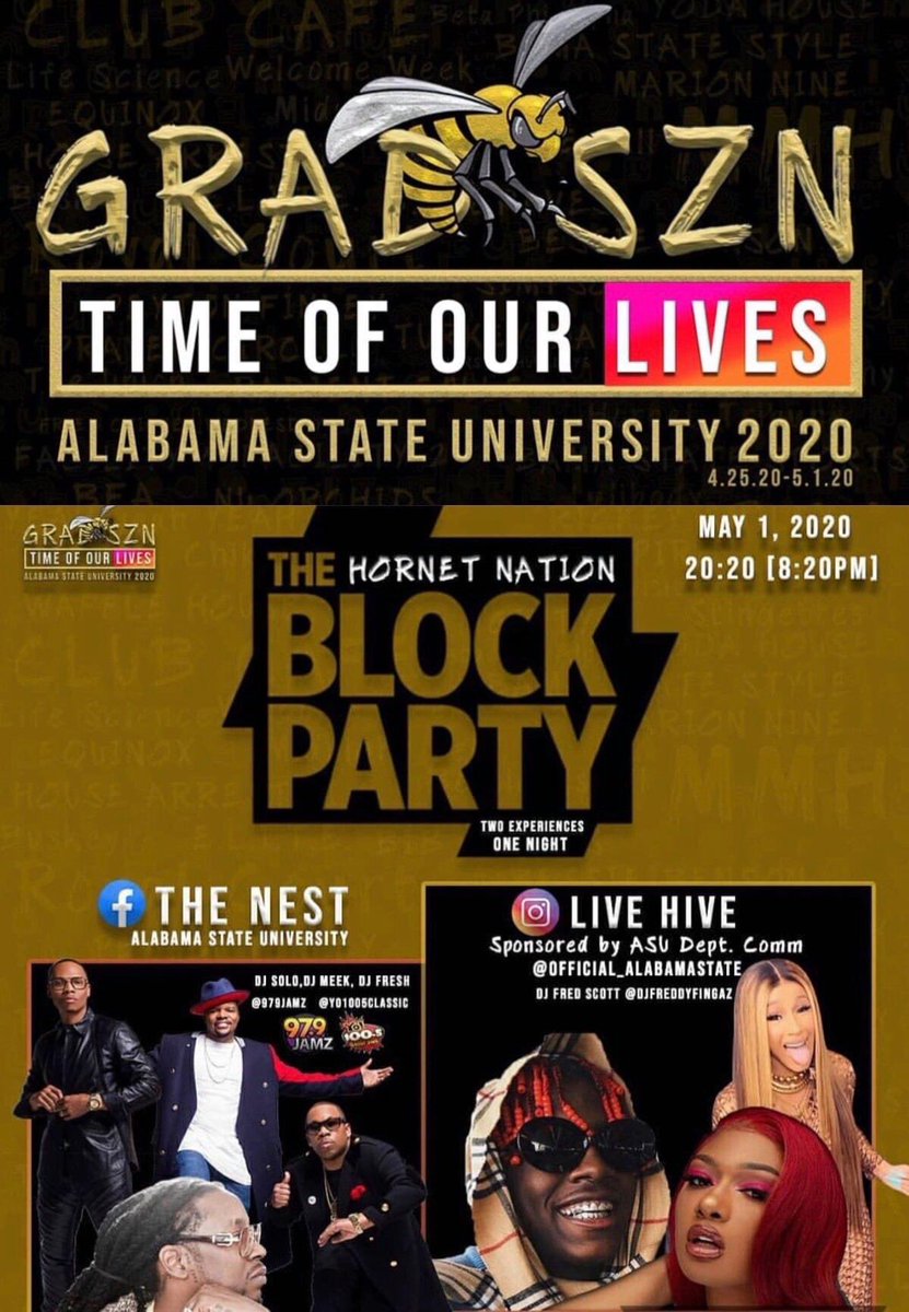 BamaStateDC6's tweet photo. 🔊 MAY 1st #MYASU 🔊 Save the date and join the Hornet Nation Block Party on IG LIVE! (Official_alabamastate) 

Send all music requests to (djfreddyfingaz) on IG. https://t.co/LAmSobEwCL