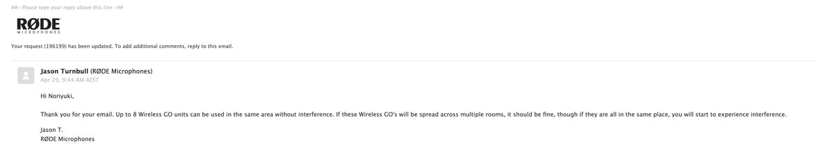norilog4's tweet image. RODE のWireless GO（ワイヤレス ゴー）は同時に最大8台まで、同じエリアで干渉なしに使用できるらしい。

ワイヤレスマイクの複数台運用する場合の参考までに。

#rode #Wirelessgo