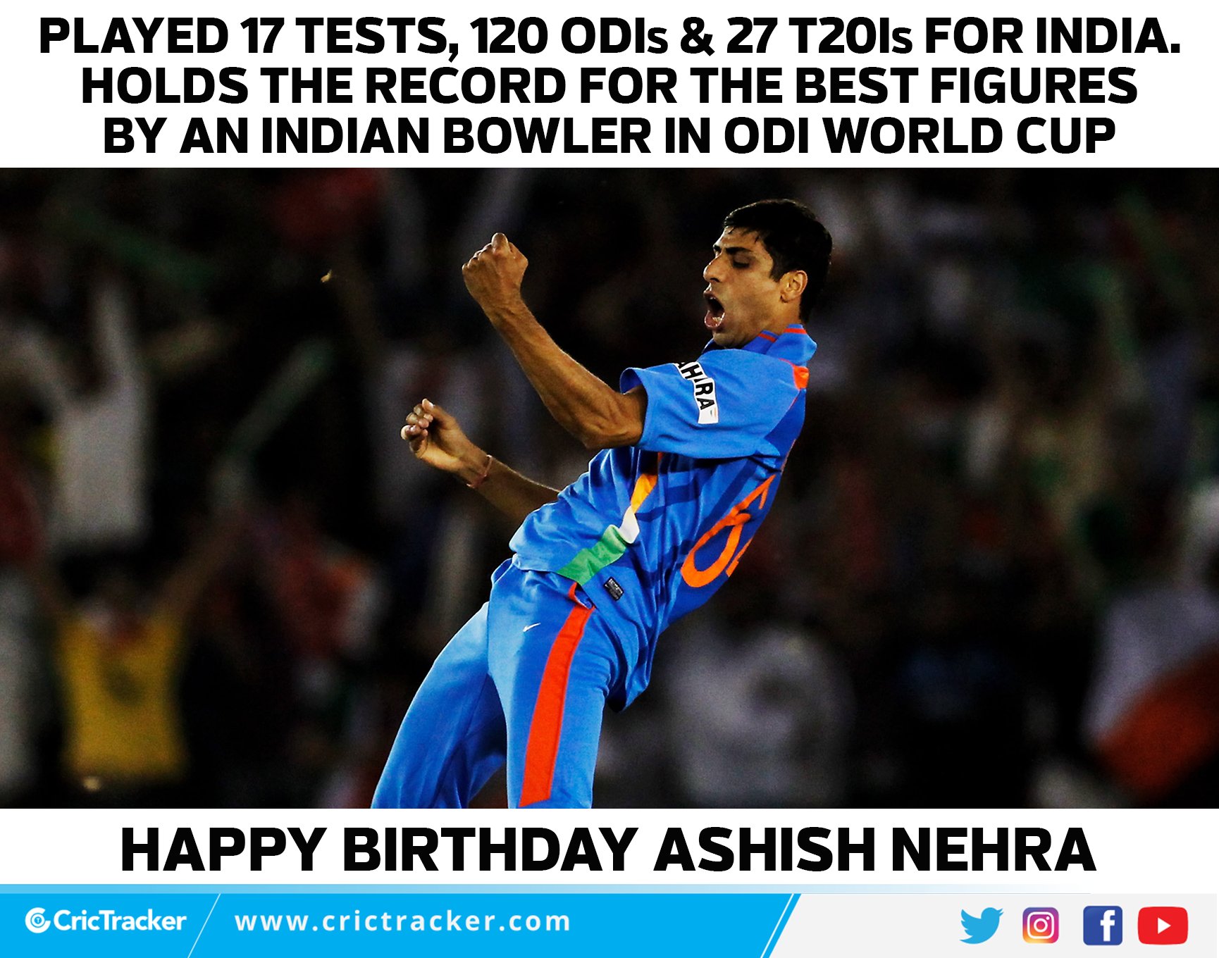 Wishing former Indian pacer Ashish Nehra a very happy birthday. 