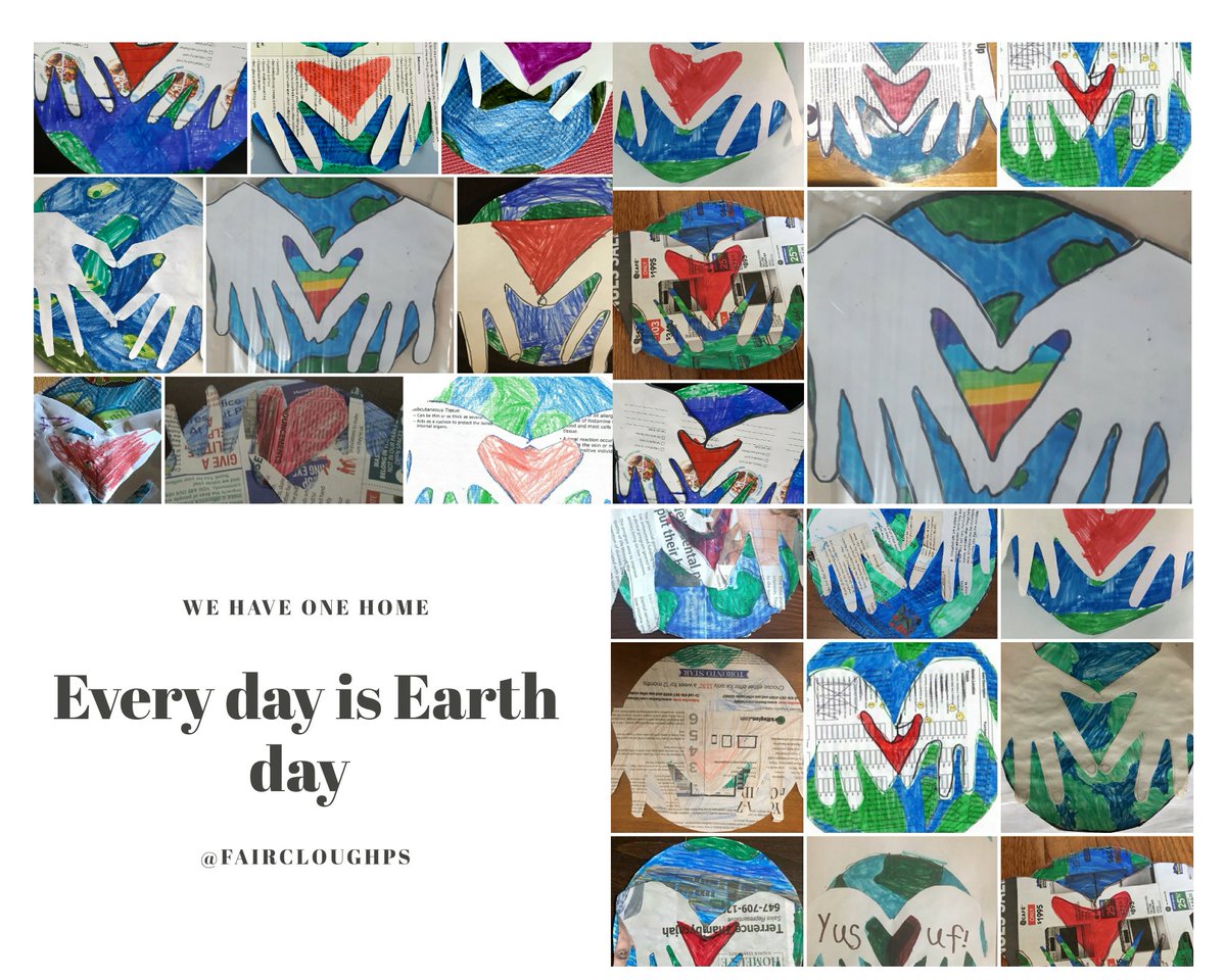 We have one home. Let's take care of it. Every day is Earth day! Art made on recycled paper. #earthdayeveryday  #EarthDayAtHome #EarthDay2020  @faircloughps @YRDSB