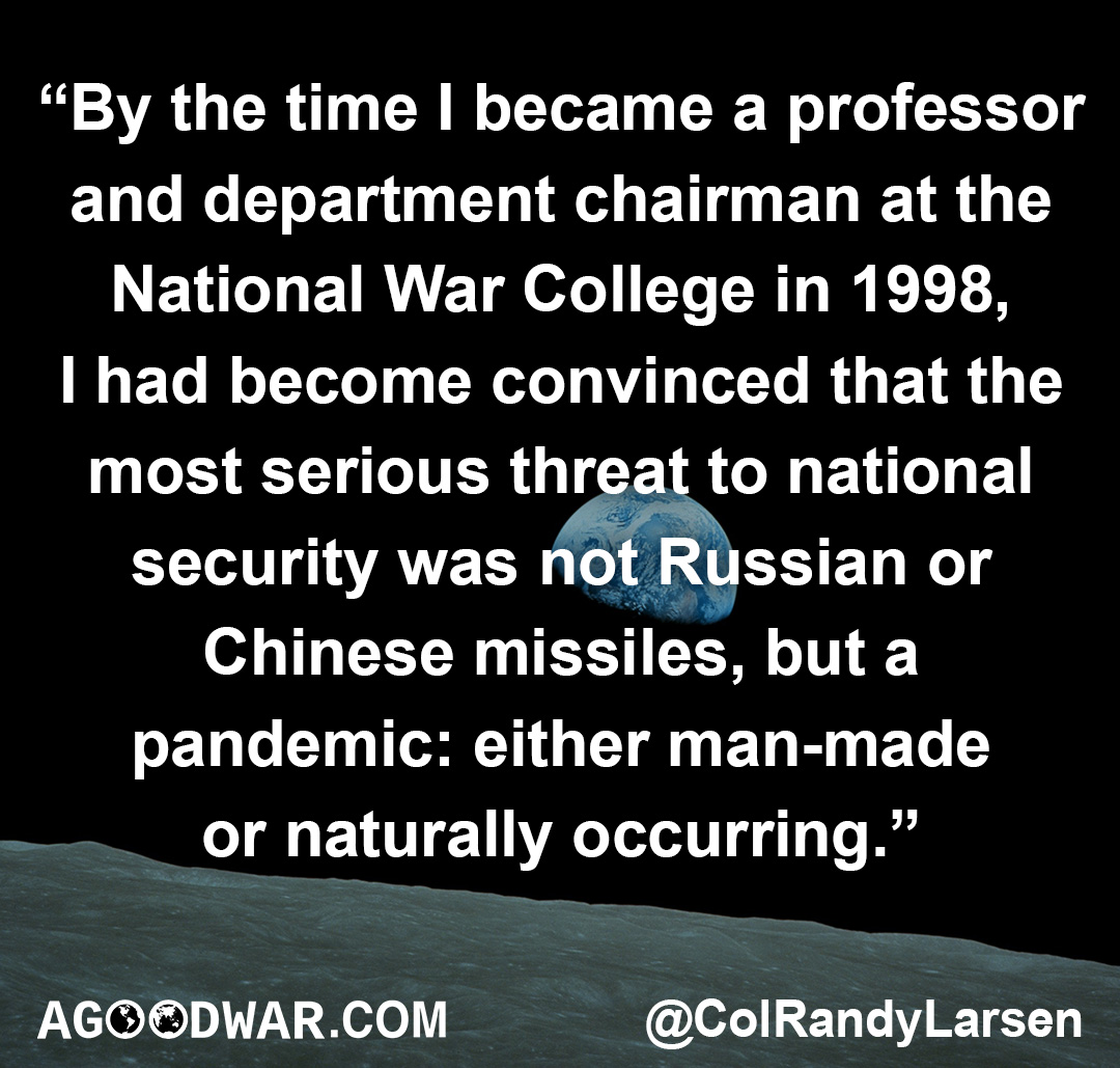 ColRandyLarsen (@colrandylarsen) on Twitter photo Great people throughout the world have spent their careers preparing for and responding to pandemics. They have been waiting for you to listen for years. <a href="/AGoodWar/">A Good War</a> Great people throughout the world have spent their careers preparing for and responding to pandemics. They have been waiting for you to listen for years. <a href="/AGoodWar/">A Good War</a>
