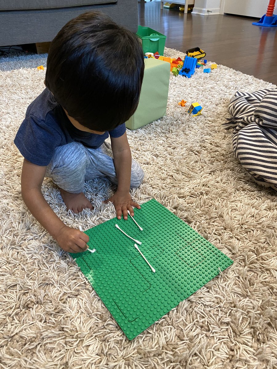 SPatelD69OT's tweet photo. Let's work on that grasp! Draw lines or shapes on a Lego board or Lego block with a dry erase marker and have your child erase the marks using a Q-tip. @SkokieSD69 @MadisonSD69 https://t.co/WrqhvaWoCH