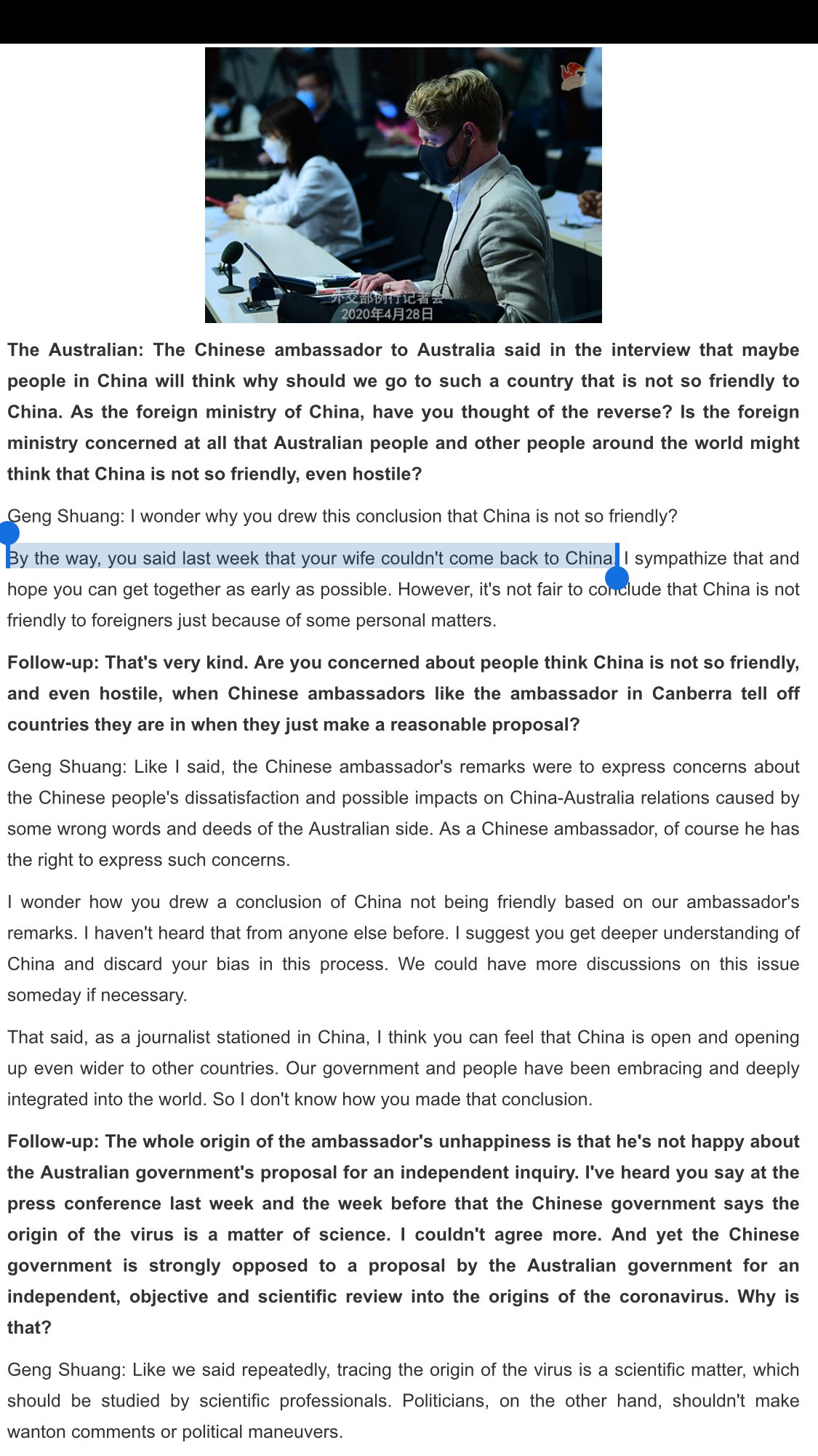 Fergus Ryan Geng Shuang S Below The Belt Response To The Australian S Wmdglasgow Line Of Questioning Is Very Telling Glasgow Is Onto Something Here It Really Annoys Mofa T Co Yzajeqlbnm Fergus Ryan Geng Shuang S Below The Belt Response To The Australian S Wmdglasgow Line Of Questioning Is Very Telling Glasgow Is Onto Something Here It Really Annoys Mofa T Co Yzajeqlbnm