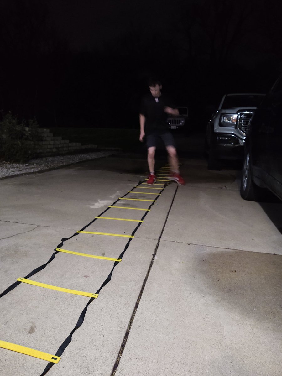 SteveDillender's tweet photo. @SDillender2023 put down the barbell tonight to do some speed and agility work. Nice workout Coach Hammer.  @RIRocksFootball @RIRocksBaseball @QCTigers #hwpo https://t.co/5hDxBR3TQU