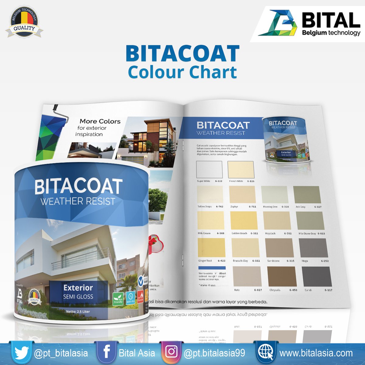 pt_bitalasia's tweet photo. Ini dia warna ready mix BITACOAT, yang pasti kamu suka, cocok banget buat exterior rumah kamu😍😍
#waterproofing #catmurah #catbagus #catkualitasbagus #cat #catantibocor #catwatercolor #catdekoratif #rumahsederhana #rumahidaman #rumahcantik #rumahminimalis #jasapengecatanrumah https://t.co/ZmyrxH6b5N