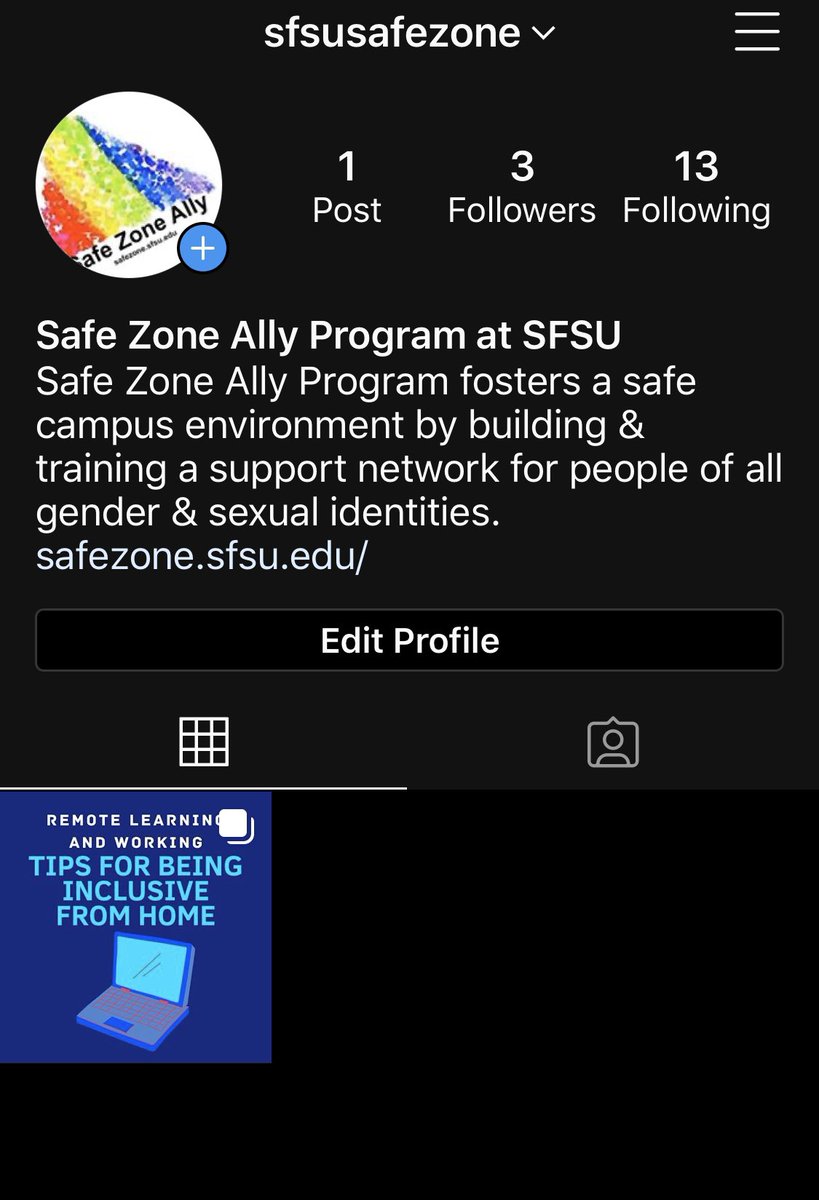 SFStateSafeZone's tweet photo. Safe Zone Ally Program finally has an Instagram! Check us out and give us a follow! 🌈 https://t.co/gxEoH2fLv0