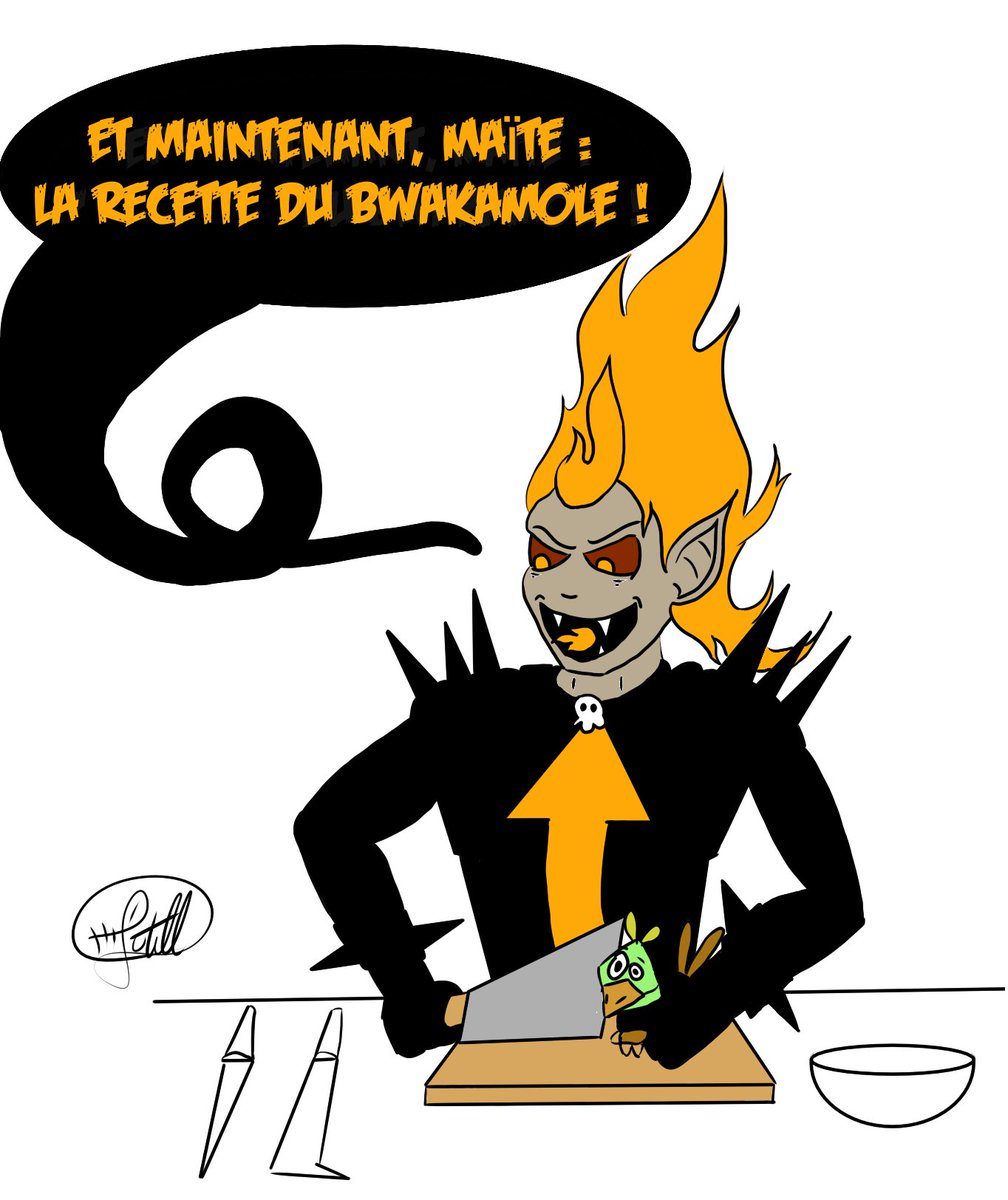 Futill_'s tweet photo. Petit Fan art @DOFUSfr du Dark Vlad (Celui de la BD mais qui sait parler pour que ce soit plus clair) qui nous prépare la recette du Bwakamole.
C'est pas du grand art graphique mais c'est pas grave ;)
#JarrivePasADormir #Dofus #FanArt #Darkvlad #JeMetDesHashtagsMaisCaSertARien https://t.co/1G3D1QkVm3