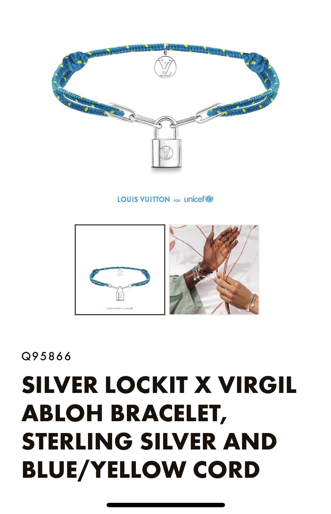 UNICEF X Virgil Abloh Lockit Bracelet Cord and Sterling Silver