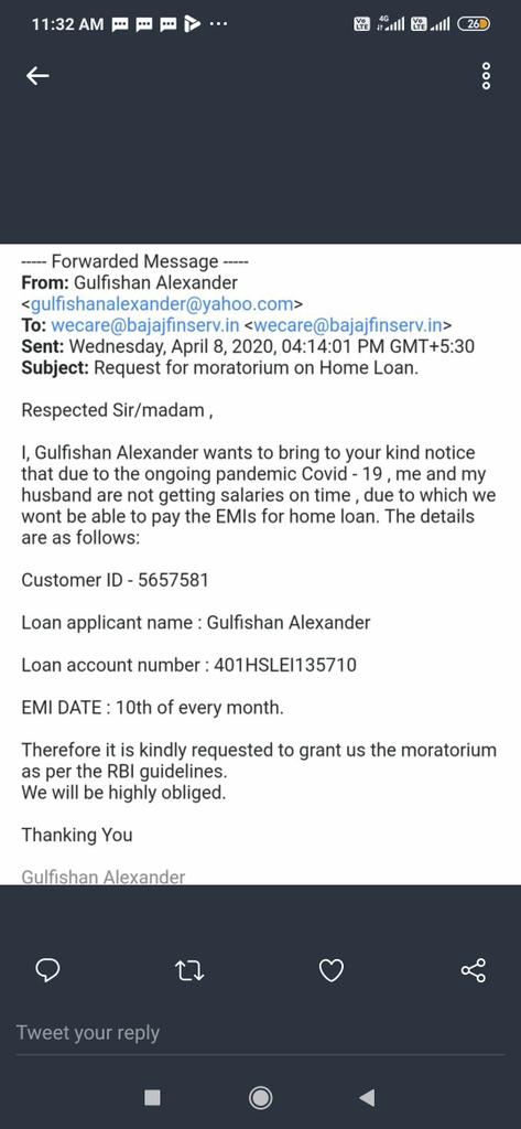 Ananjelina96's tweet photo. Today morning also I got a reminder, though I have applied for moratorium. Kindly respond. Really disappointed with this careless behavior. All the links provided for moratorium doesn't work. Kindly respond asap . @Bajaj_Finance @Bajaj_Finserv  @sanjivrbajaj @RBI https://t.co/WXkOjbzznP