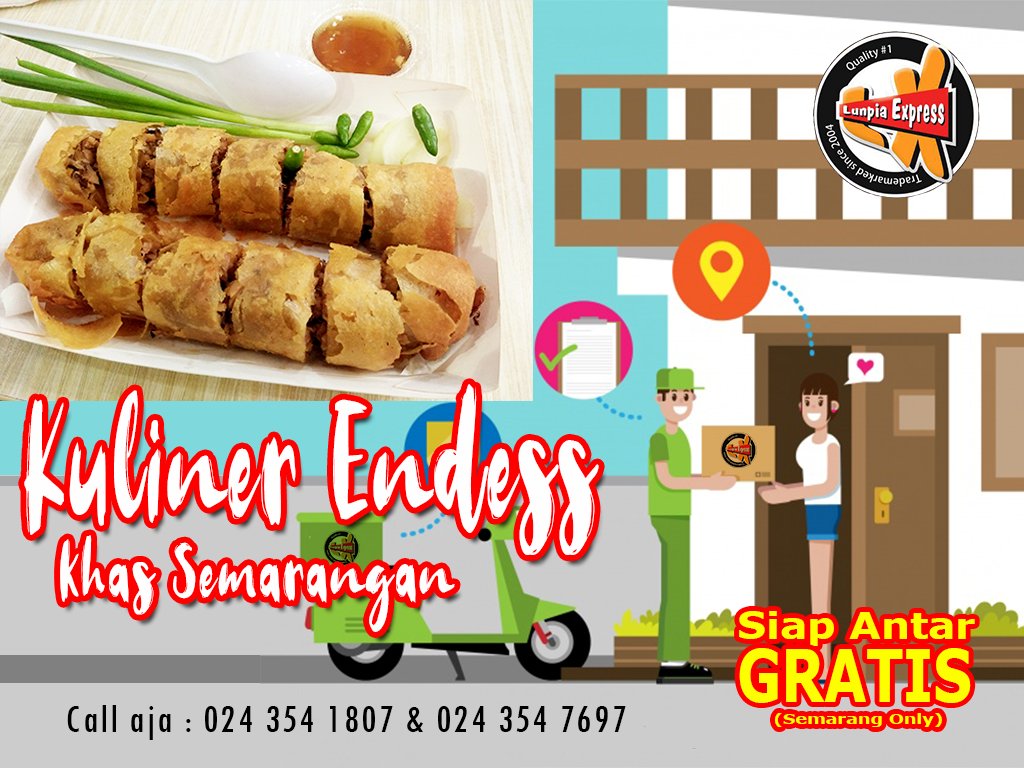 LunpiaExpress's tweet photo. Kuliner endes di situasi ini? Lunpia Express aja. FREE DELIVERY nih Semarang only. Call Now.

#rabu #rabusantuy #pagipagi #sarapanseru #sarapan #dirumahaja #lunpia #lumpia #lunpiaexpress #lumpiasemarang #kuliner #kulinersemarang #semarang #jateng #makanenak https://t.co/v9Y6o8BjkY