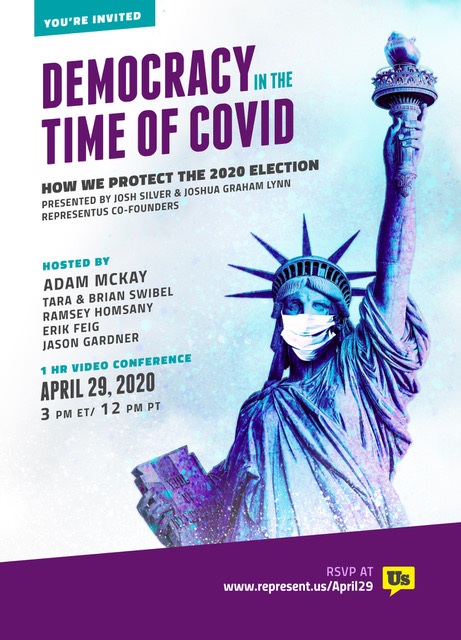 I know you don't need one more Zoom invitation, but this one is for a one-hour event, it’s highly engaging, informative, important, and tomorrow. My co-hosts, Adam McKay and Ed Helms, will kick it off with a short  entertaining intro: 12PT/3PM ET Tomorrow represent.us/april29