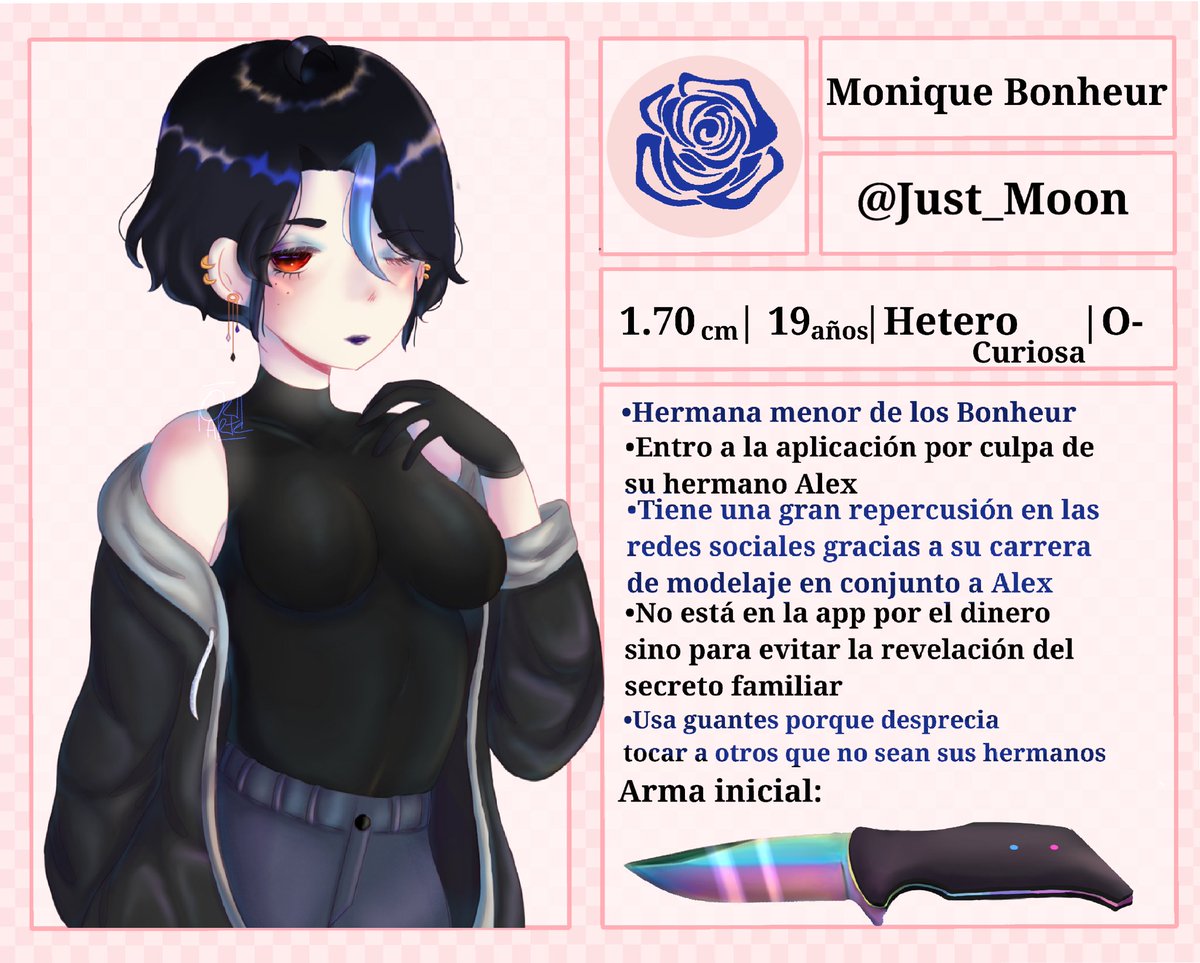 oriArte333's tweet image. LA PEQUEÑA BONHEUR 🌹💙

No tengo mucho que decir más que tengan cuidado con ella y sus hermanos 👀
@HadesAii @NightConsilio
#TwitterLockApp 
 @LockADMI