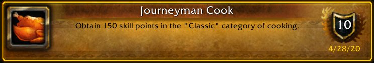 SnackDiggy's tweet image. I just earned the [Journeyman Cook] Achievement! #Warcraft