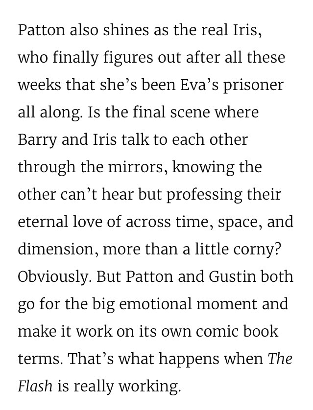 This reviewer talking about how the focus on Westallen and Barry and Iris’ relationship and their connection is what makes  #TheFlash work   @ewrote @kwwheeler  #Westallen