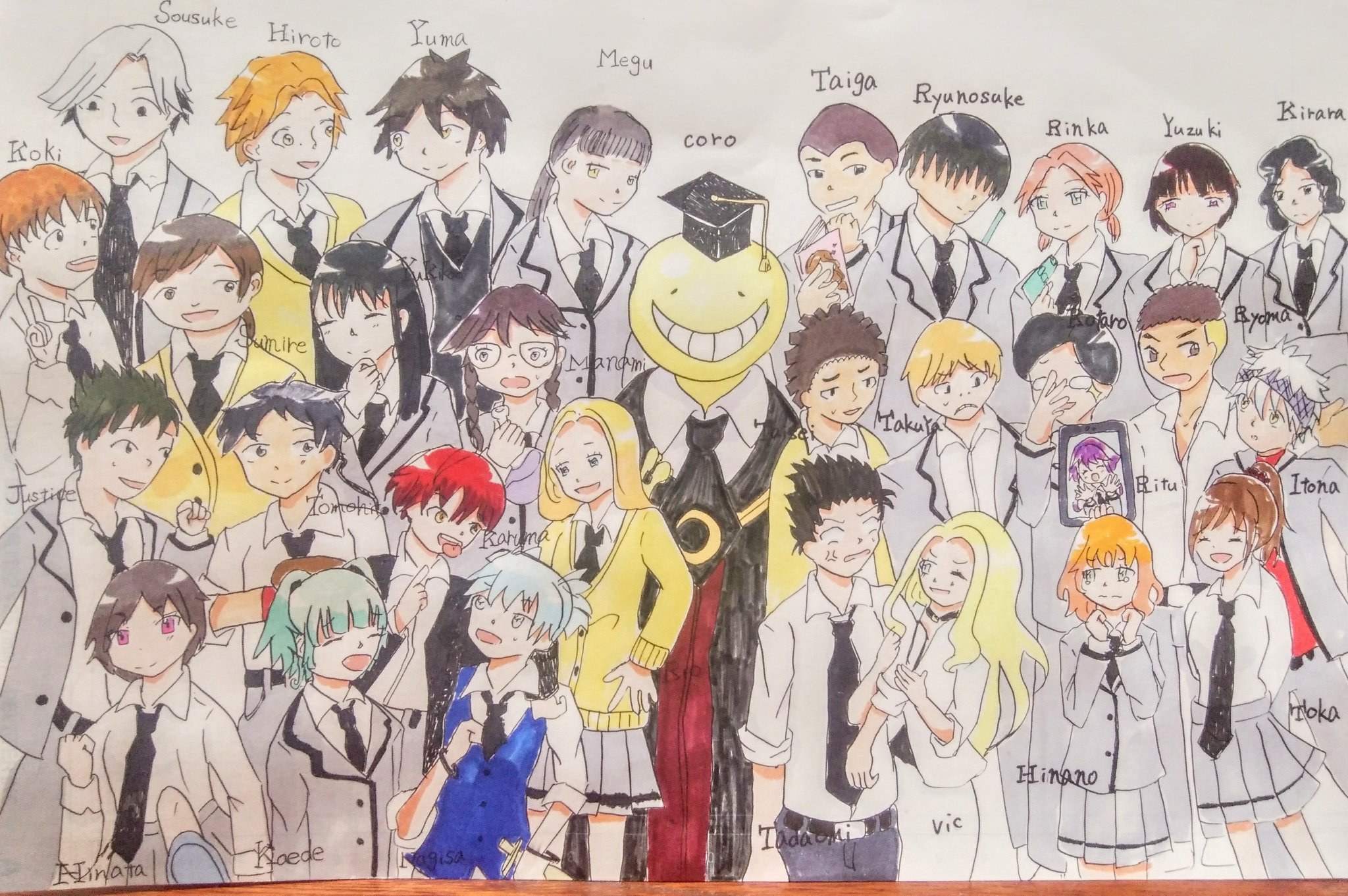 石嶋 舞華 ʚ ɞ ｲﾗｽﾄ 暗殺教室の３年e組のメンバー全員描いてみました 色々失敗したけど特徴は捉えられてるはず イラスト 暗殺教室 絵描きさんと繋がりたい T Co Mowpiw8agy Twitter