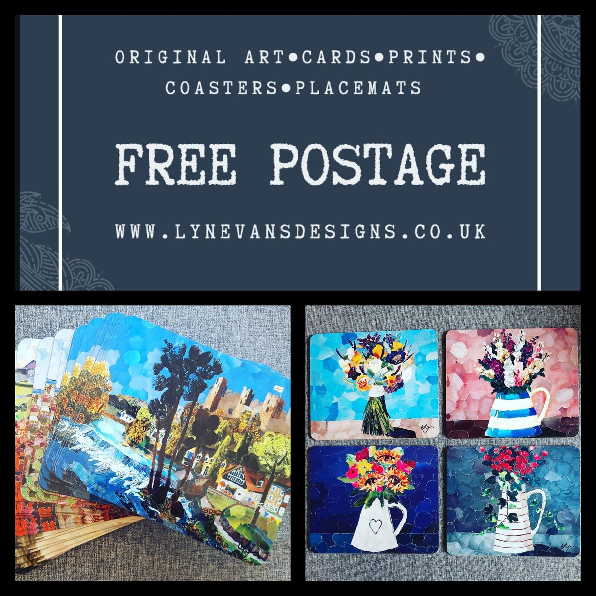 Giftcards to #cheersomeoneup when you visit lynevansdesigns.co.uk there is #nominimumorder and #freepostage to the u.k. #prints #cards #coasters #placemats #Shropshire #wales #Cornwall #animals #dogs #cats