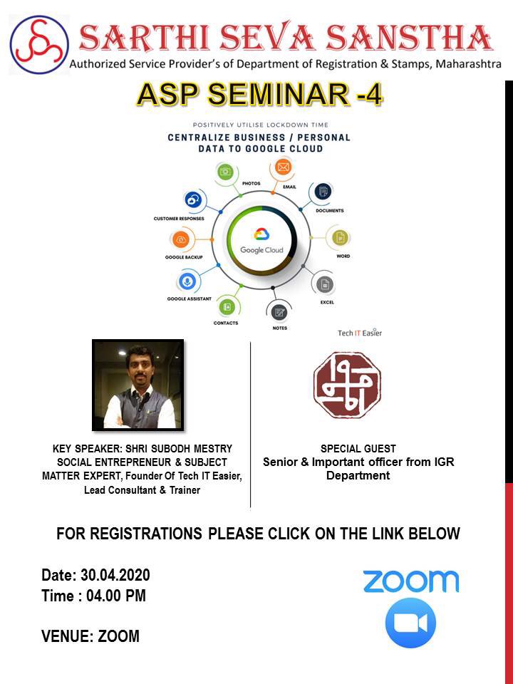 tech_it_easier's tweet photo. DEAR ASP FRIENDS,

SEMINAR SUBJECT
CENTRALIZE BUSINESS / PERSONAL DATA TO GOOGLE CLOUD

🕓 THURSDAY, 4 PM  (30.04.2020)

VENUE : ZOOM

REGISTRATION LINK: 🖥️ https://t.co/HCVjVmSwrE

#TechITEasier #MeTechno #AskMeHow #GoogleCloudTricks #SocialMediaTricks https://t.co/H3rCm1zEY9