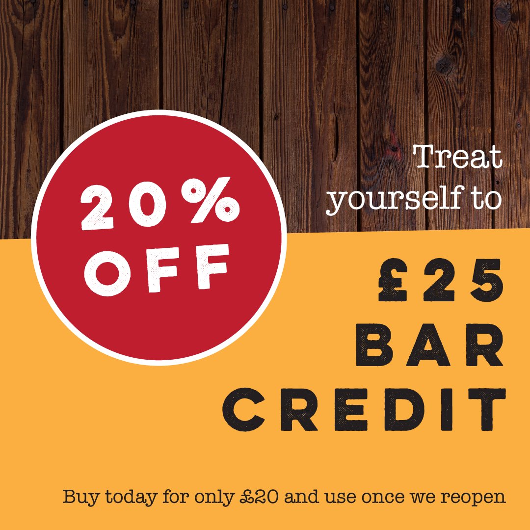 Hello Everyone 👋

We can't wait to see you all again at The Walton Village, so until that day comes we are offering £25 bar credit for only £20 to use once we reopen.

🛒Purchase from our new online shop 
urbanvillagepubs-shop.com/walton/product…