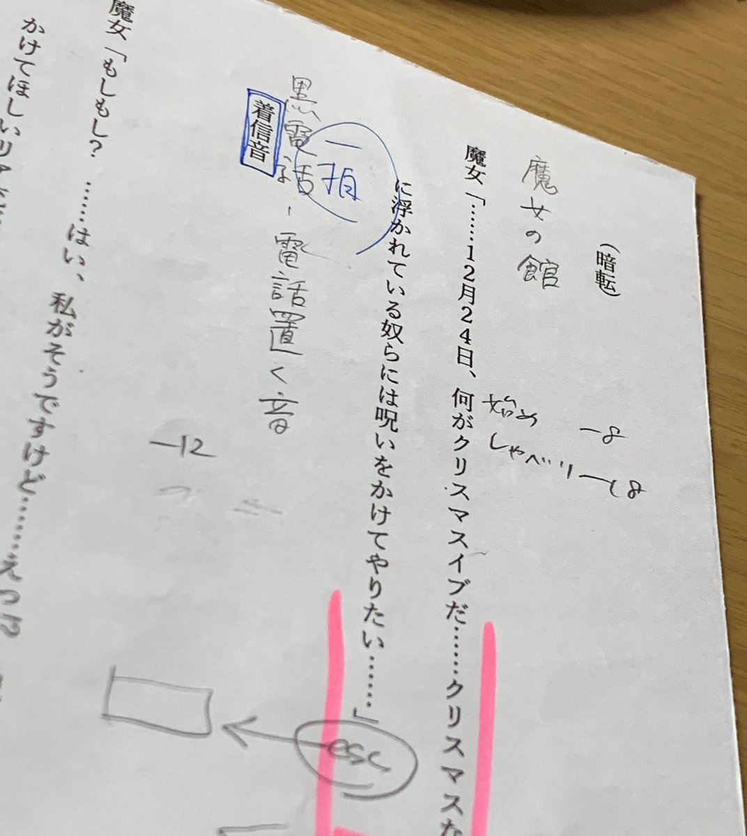 奈良女子大学演劇部 劇団いちご大福 En Twitter 台本紹介シリーズ 今日は19年度新人公演 待ち合わせできない呪い から音響担当の台本を紹介します 写真1 2枚目の台本には きっかけ合わせで決定した音のボリュームや 音を出すタイミングなどが書き込んで