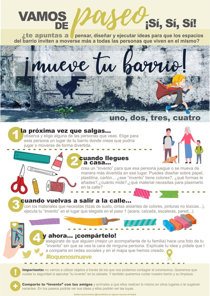 gloriaherrero's tweet photo. La chavalería española ha pasado + d 40 días confinada. ¿Qué necesitan al salir a la calle? ¿qué ambiente vamos a preparar dsd #edufis ? @pablosotoca y yo proponemos https://t.co/622uraVLLw
 #loquenosmueve #activehacking #coronainfancias #DEFC2020 https://t.co/OCCm85MlZZ