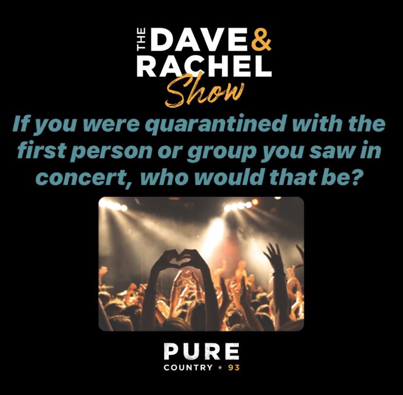 PureCountry93's tweet photo. The Dave & Rachel Show: Who would you be quarantined with?
@Pure93Dave:Alice Cooper
@Pure93Rachel: Hanson
@Pure93Forman: Gowan
#firstconcert #quarantinebuddy #thedaveandrachelshow #daveandrachel #purecountry93 https://t.co/t2TACZQAfu