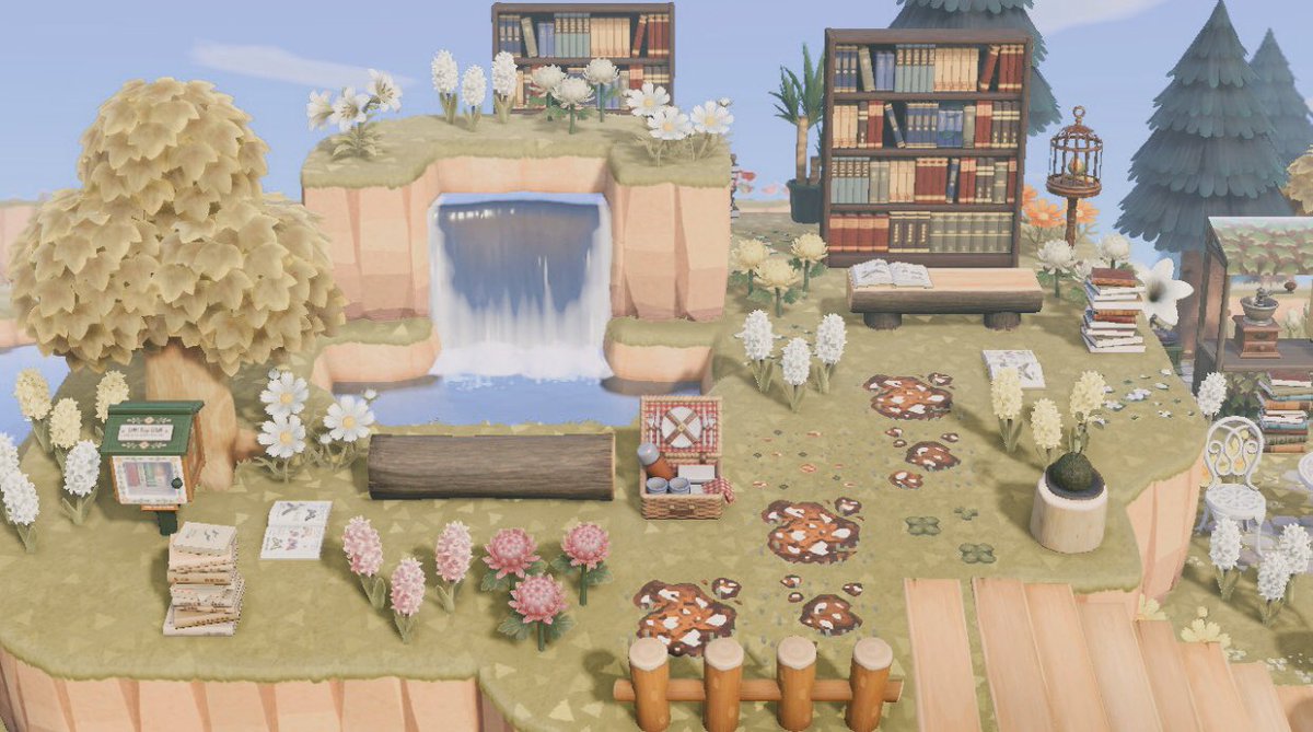 softestdear's tweet photo. finally finished one of my cafe/library spaces and i'm really proud of it 🥺💓 #acnh https://t.co/6bShKj83rT