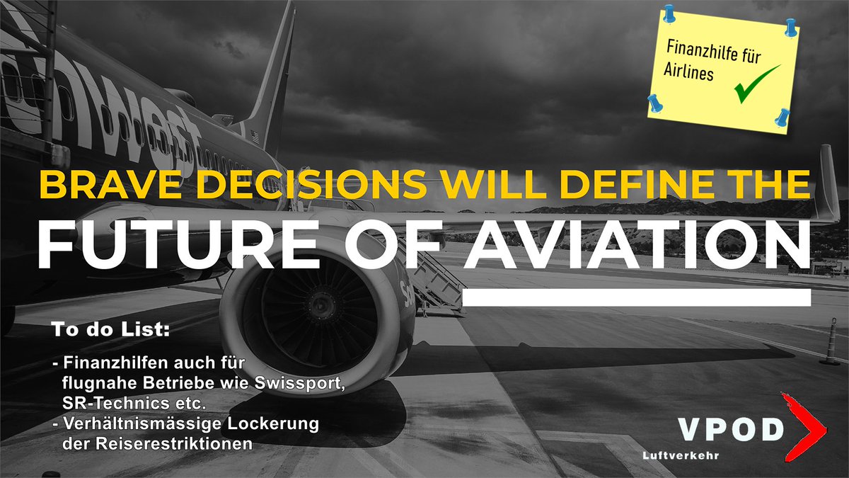Wir unterstützen die Entscheidung des Bundesrates die Airlines finanziell zu unterstützen. Nun muss aber auch die Unterstützung für flugnahe Betriebe folgen, wenn effektiv der Luftverkehr und die Arbeitsplätze geschützt werden sollen. #Swiss #bundesrat #Coronakrise