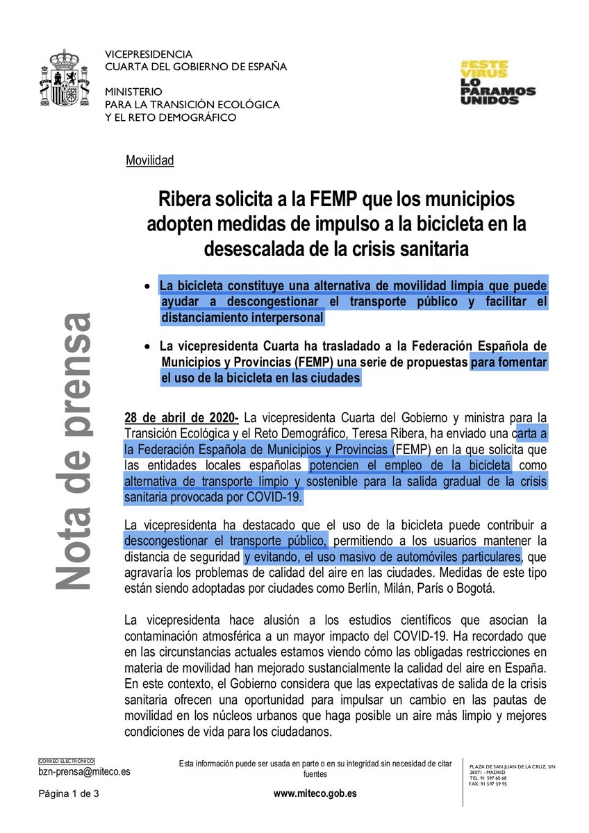 burgosconbici's tweet photo. DESESCALADA EN BICI #EnBiciContraCOVID19
Nota de prensa Ministerio d Transición Ecológica
https://t.co/6Ut3s4gyrV

https://t.co/Gd39eCFJoF

#burgosconbici @aytoburgos @diariodeburgos @correodeburgos @CadenaSerBurgos @mitecogob @ecologistasbu @ConBici @burgoscontecta @mejorenbici https://t.co/577oM0gyXT