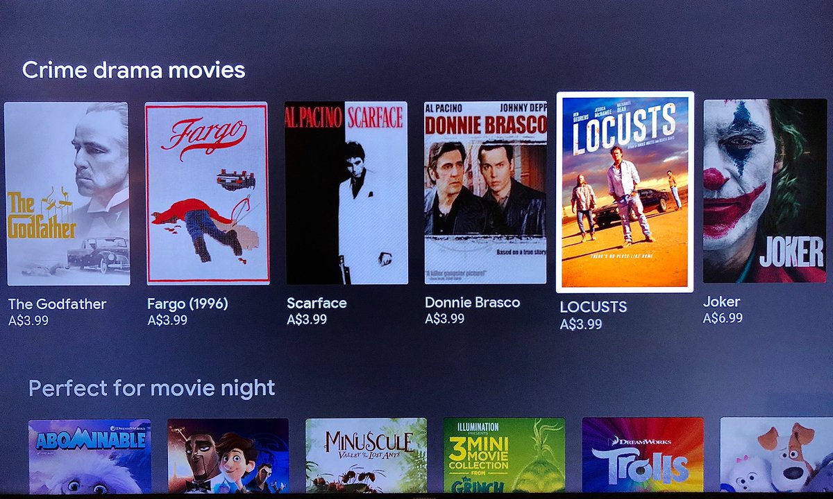 LOCUSTS is out now on <a href="/GooglePlay/">Google Play</a>, <a href="/AppleTV/">Apple TV</a>, @OPTUSfetch, @TelstraTV and via <a href="/JBHiFi/">JB Hi-Fi</a> . Catch the next outback cult classic thriller from writer &amp; producer <a href="/anguswatts_/">Gus</a> and director <a href="/heathy78/">heath davis</a> 

play.google.com/store/movies/d…