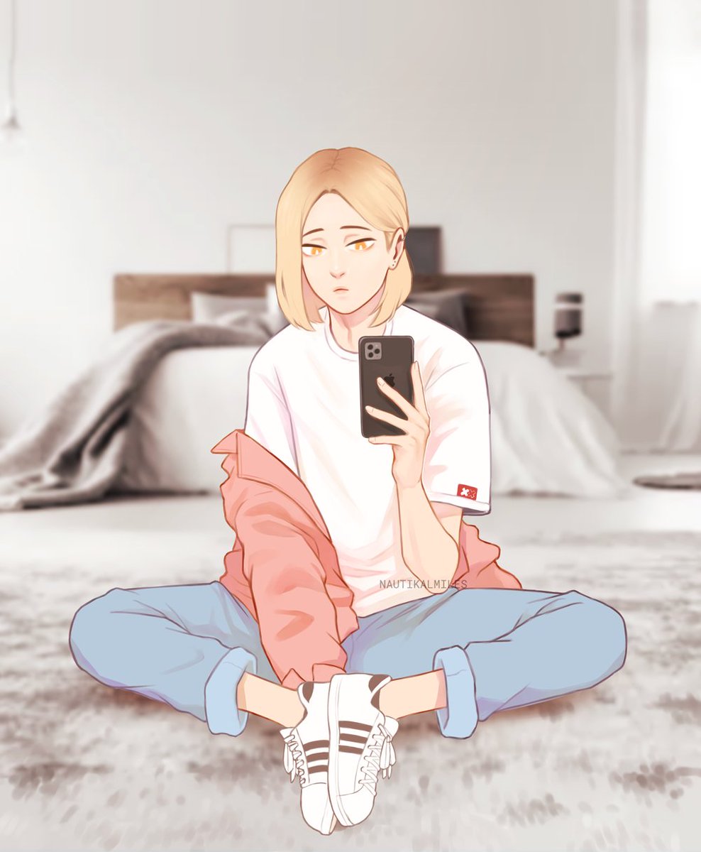 blonde hair solo pants phone shirt shoes sitting  illustration images