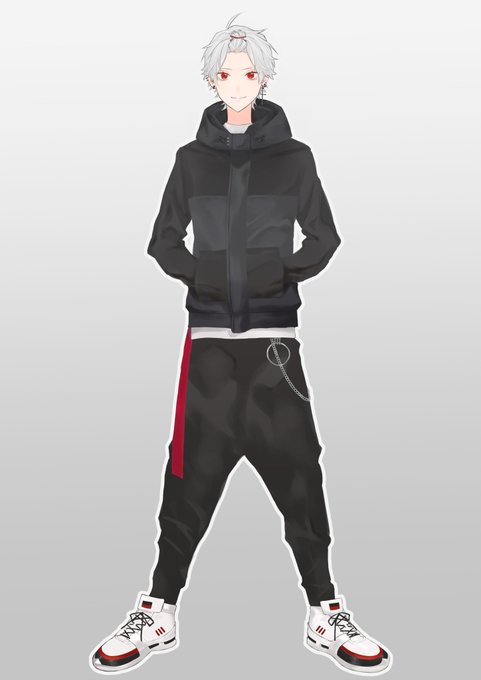 「hooded jacket red eyes」 illustration images(Oldest)