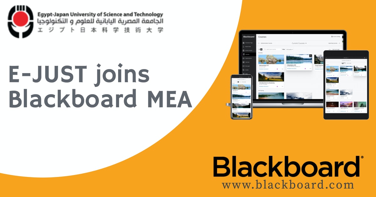 hannyalshazly's tweet photo. I would like to welcome Egypt-Japan University of Science and Technology (#EJUST), to our @Blackboard_MEA family. E-JUST selected #Blackboard #SaaS to provide their students with a fully online experience that can be accessed from any device. #AWS #onlineteaching https://t.co/5mPHOpf80S