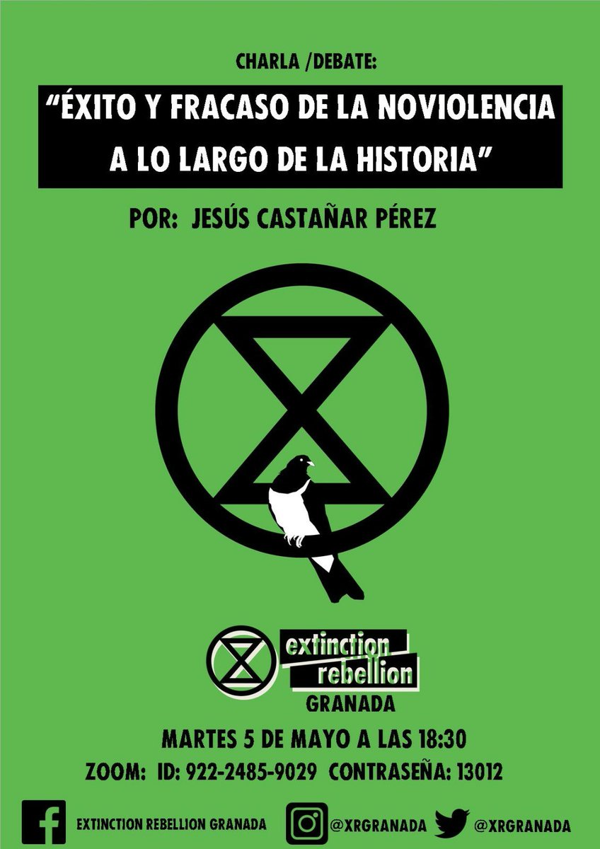 XRGranada's tweet photo. Una forma de rebelarte contra el ecocidio que presenciamos, una forma de activismo ecológico, una forma de defender nuestro planeta y la comunidad de vida que lo hace único. No te pierdas esta charla de Jesús Castañer Pérez
#extinctionrebellion
#emergenclimatica https://t.co/IlFKyNMJCC