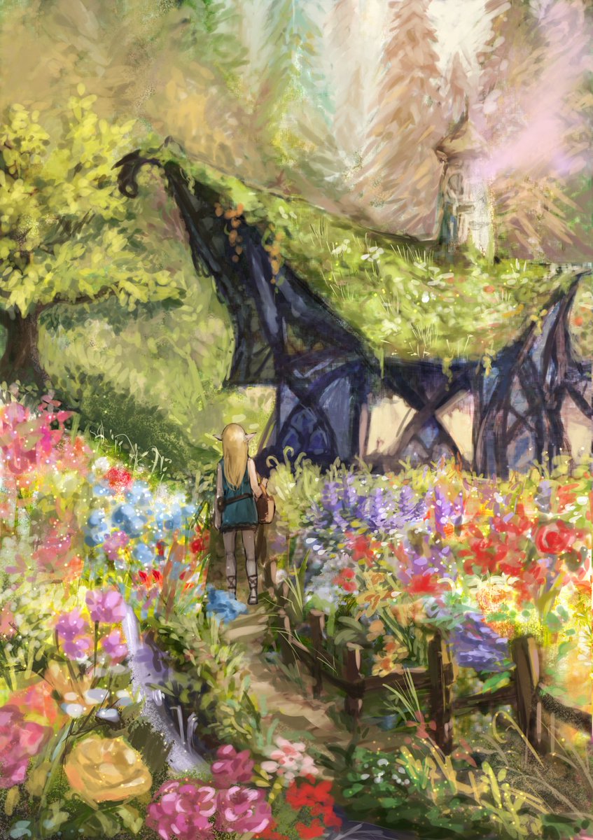 今日の練習
よー清水先生の教本「ファンタジー背景描き方教室」二章の「ひみつの花園」模写です。
PCスペック足りなくて元絵は2816*4000なのに1200*1700。環境よくしたい。そんで早く五、八、九、十章描きたい!!
あとついでに普段ブラシで描いてる岩の岩ブラシ不使用模写と、楽できるかな?のメモ。 