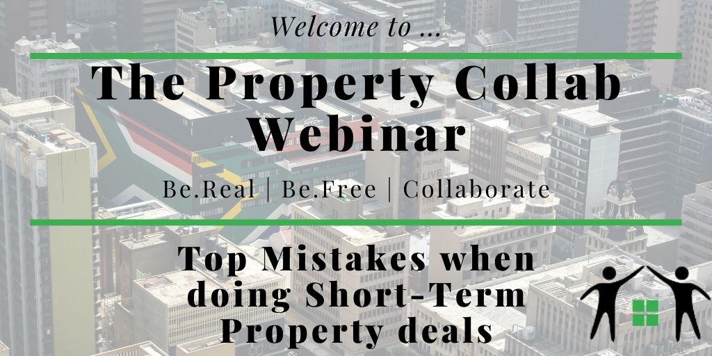 ThePropCollabZA's tweet photo. #ThePropCollabZa Will be hosting a webinar on "Top Mistakes Made when doing Short-Term Property Deals". Join us Thursday, 30 March at 1pm (Zoom Webinar). For more details https://t.co/d4bV0GKTQ1 #properties #webin
#lockDownSouthAfrica https://t.co/ZtUwGftlE5