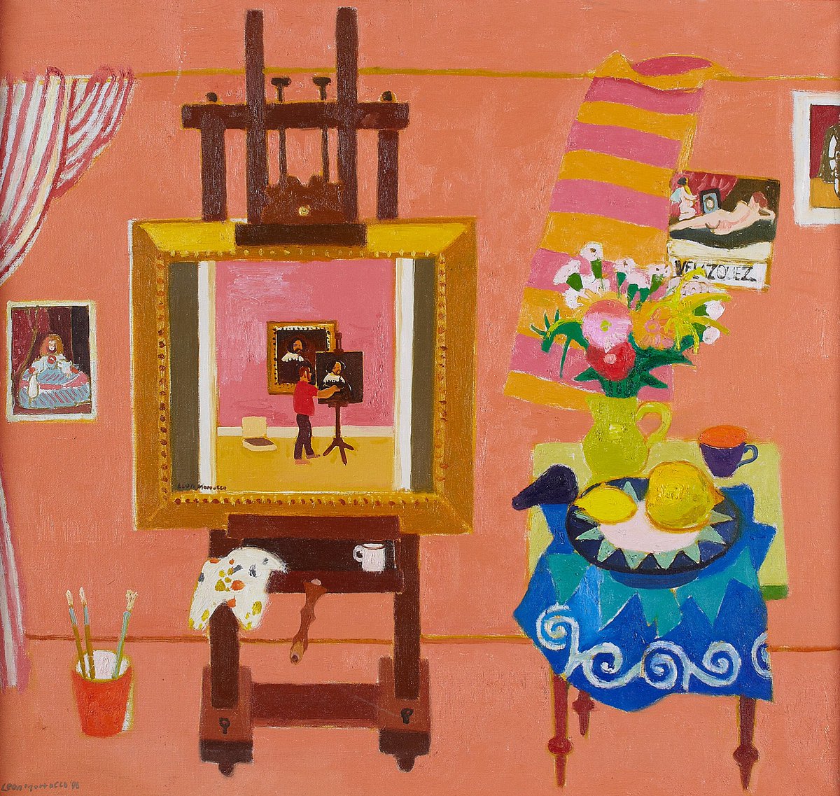 LyonandTurnbull's tweet photo. Bringing you an inspiring #interiorview to start your #WednesdayMorning! #LeonMorrocco’s vibrant scene, ‘Interior with Velasquez’ is full of wonderful detail &amp; colour. https://t.co/v774pKNHjv 

Contemporary &amp; Post-War Art | April 2012 | Sold for £6,000 incl premium https://t.co/xn0fecJG0k
