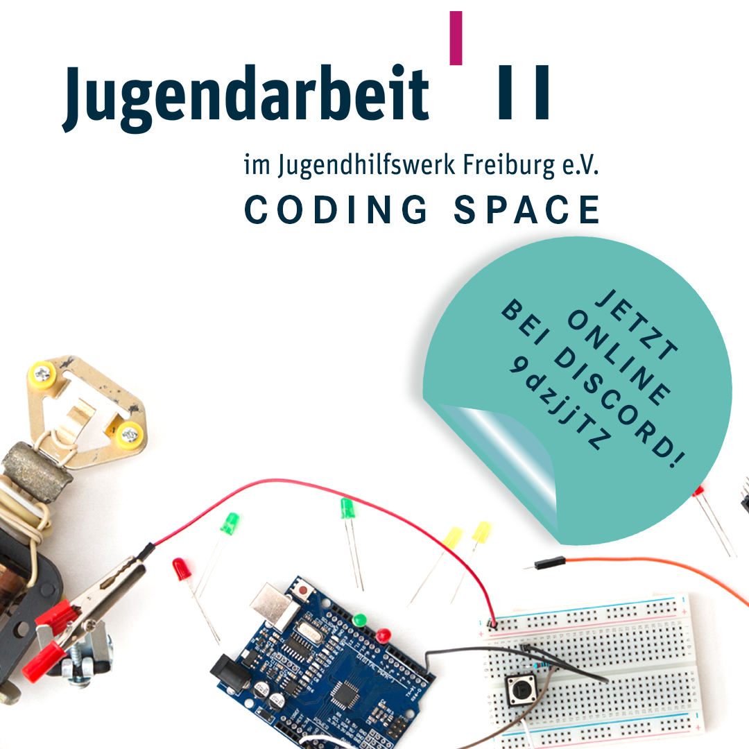Jeden Donnerstag treffen wir uns in der Konradstraße 14 zum "Coding Space"!Gemeinsam Programmieren und Tüfteln wir an unseren eigene Apps, Spielen und Robotern. Während der Corona-Zeit treffen wir uns online. Lust? Du findest uns auf Discord discord.gg/9dzjjTZ.